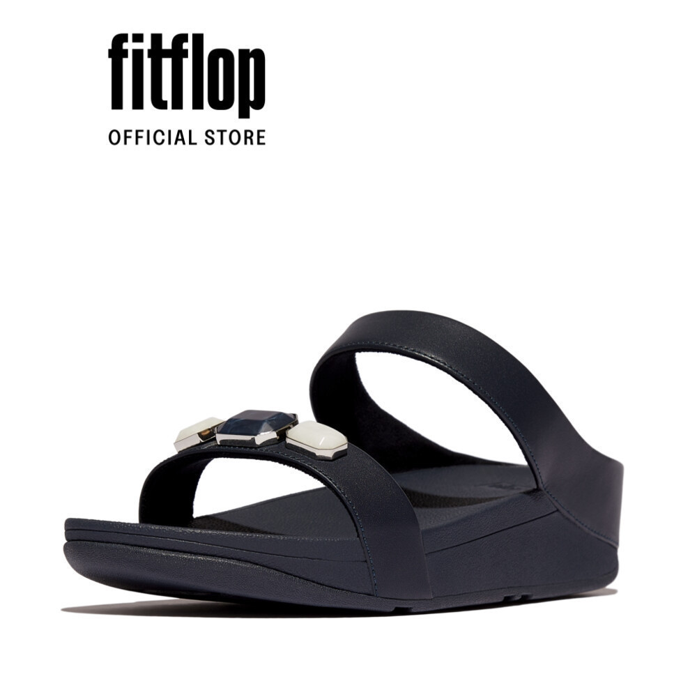 Dép Xăng Đan Nữ FitFlop Da FINO Đá Đa Màu - Navy - FOT - IU8-399