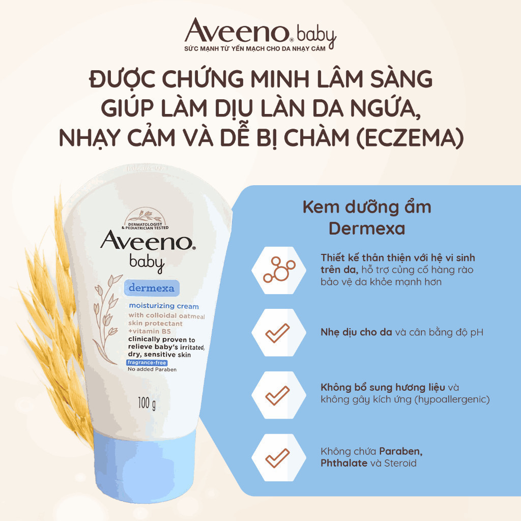 Ảnh Kem dưỡng ẩm Aveeno Baby Dermexa Moisturising Cream 100g 2