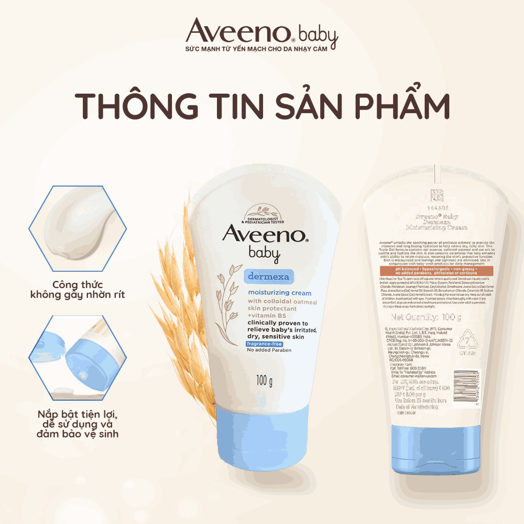 Ảnh Kem dưỡng ẩm Aveeno Baby Dermexa Moisturising Cream 100g 3