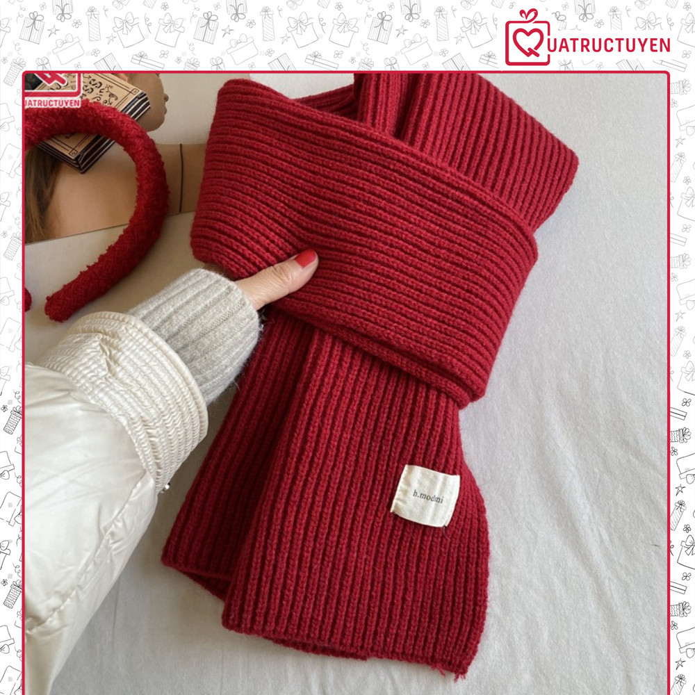 Khăn len dệt trơn cao cấp 160cm Khăn len mịn quà tặng giáng sinh Noel KH6