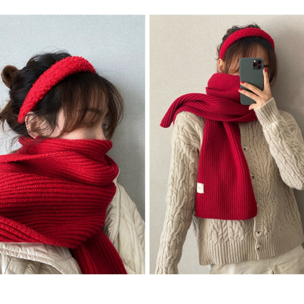 Khăn len dệt trơn cao cấp 160cm Khăn len mịn quà tặng giáng sinh Noel KH6