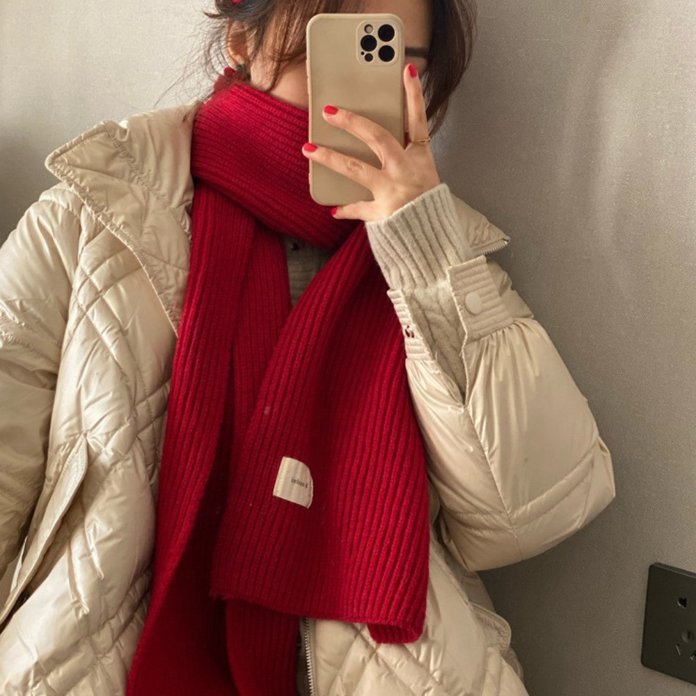 Khăn len dệt trơn cao cấp 160cm Khăn len mịn quà tặng giáng sinh Noel KH6