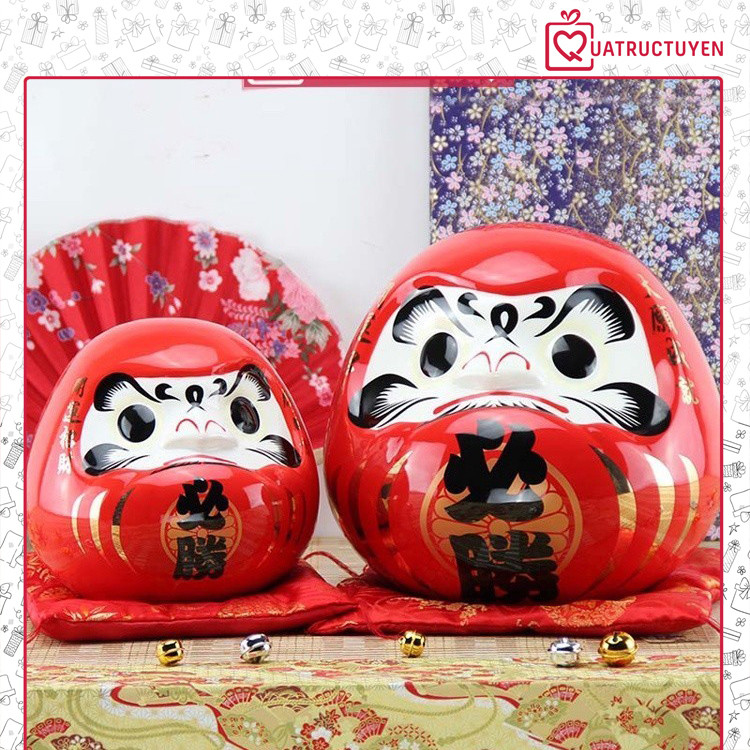 Tượng thần tài Daruma size lớn, búp bê Nhật Bản Daruma cầu tài, may mắn, tài lộc