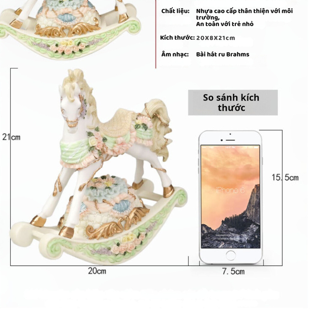 Hộp nhạc ngựa hoa văn Châu Âu tinh xảo, Đồ trang trí để bàn sáng tạo, quà tặng kỷ niệm