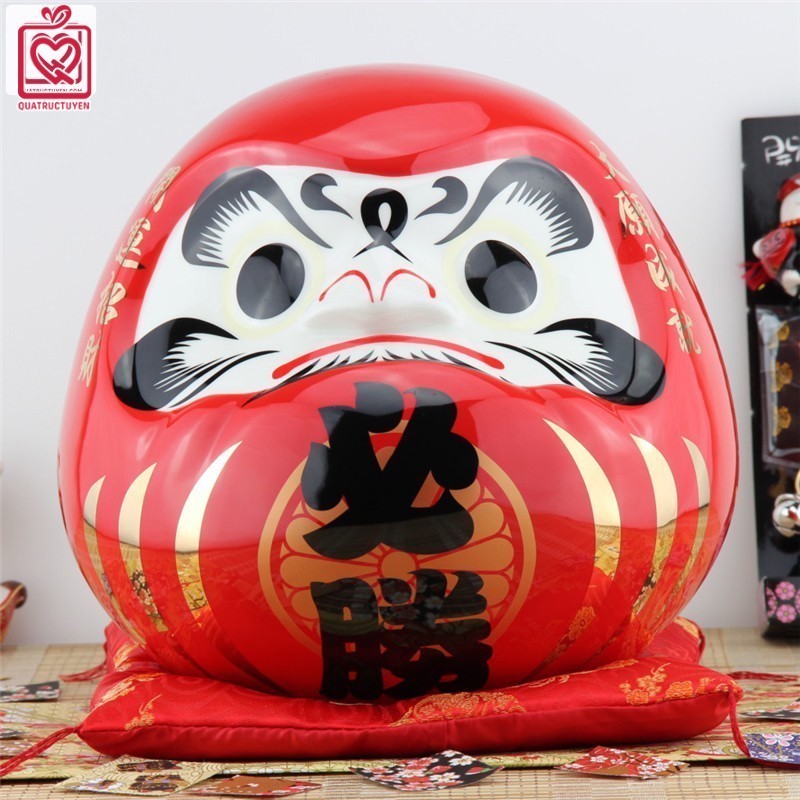 Tượng thần tài Daruma size lớn, búp bê Nhật Bản Daruma cầu tài, may mắn, tài lộc