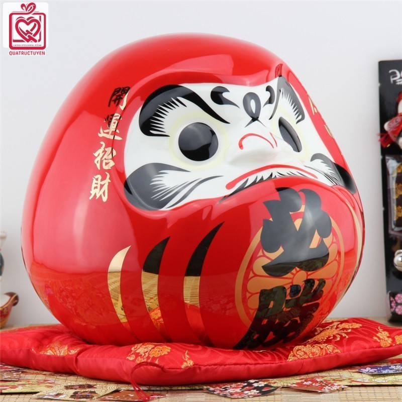 Tượng thần tài Daruma size lớn, búp bê Nhật Bản Daruma cầu tài, may mắn, tài lộc