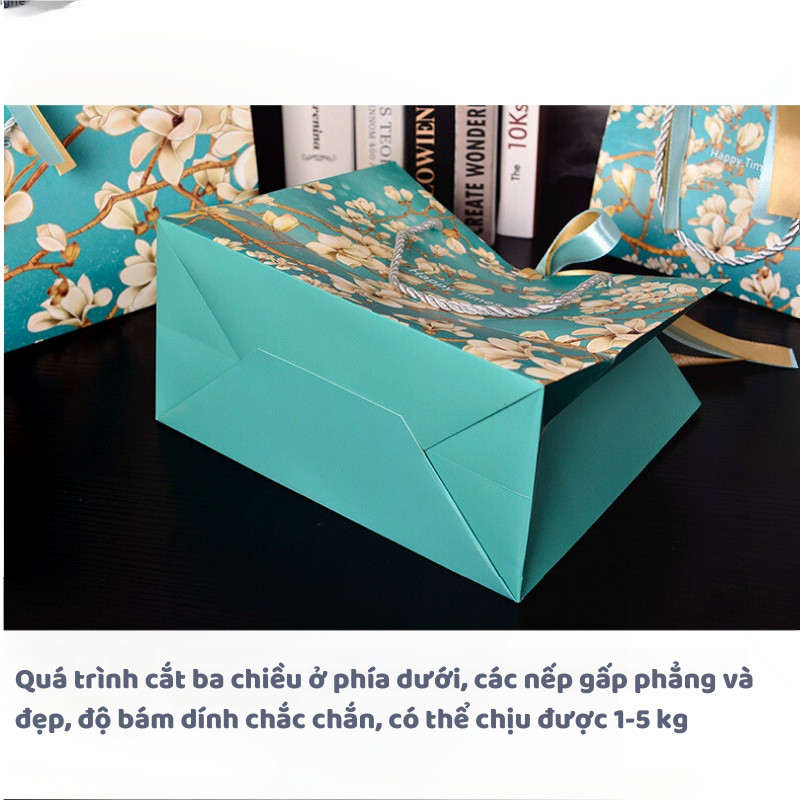 [Combo 2]Túi quà tặng hình hoa hạnh nhân TU32 - Túi giấy đựng quà tặng các dịp lễ ( kèm nơ trang trí )