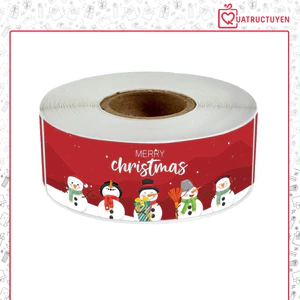 Cuộn 120 sticker Noel hình chữ nhật Decal tem dán bao bì quà tặng trang trí Giáng sinh đẹp mắt TE16