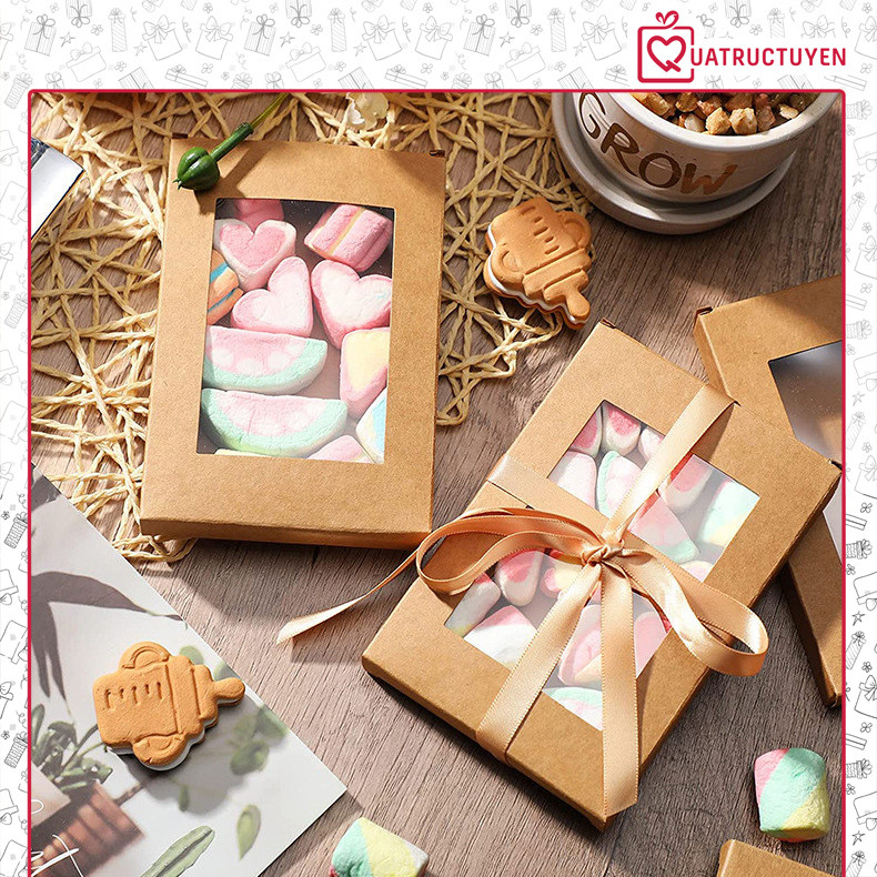 [Combo 3]Hộp cửa sổ đựng quà giấy kraft H55 Hộp cửa sổ trong đựng đồ handmade,khăn lụa,găng tay, tất