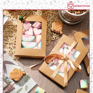 Hộp cửa sổ đựng quà giấy kraft H55 Hộp cửa sổ trong đựng đồ handmade,khăn lụa,găng tay, tất