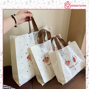 Set 5 túi bóng nhựanilon đựng đồ dễ thương in hình gấu cute TU47 Túi bóng đựng quần áo, quà tặng