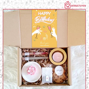 Sticker tem dán nắp hộp quà sinh nhật TE15, Tập 50 decal Happy birthday trang trí hộp quà bao bì
