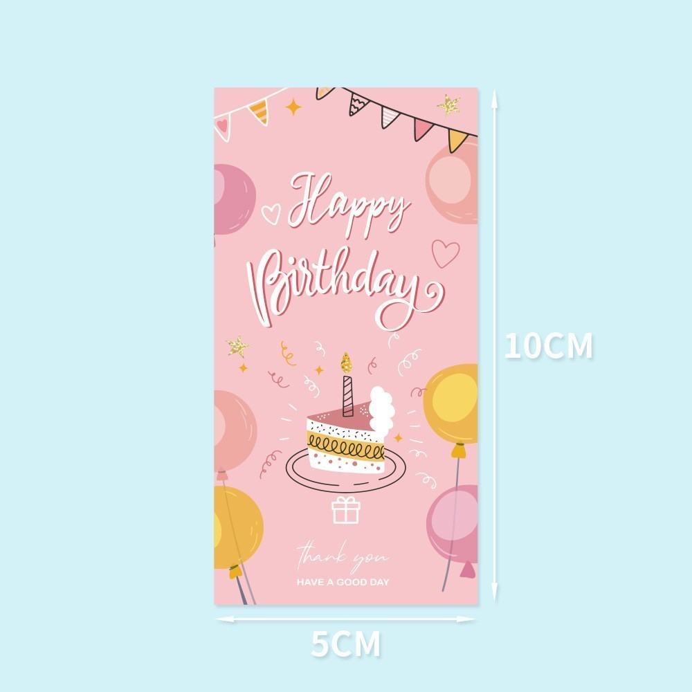Sticker tem dán nắp hộp quà sinh nhật TE15, Tập 50 decal Happy birthday trang trí hộp quà bao bì