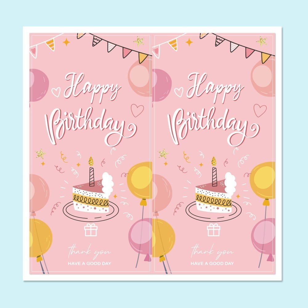 Sticker tem dán nắp hộp quà sinh nhật TE15, Tập 50 decal Happy birthday trang trí hộp quà bao bì