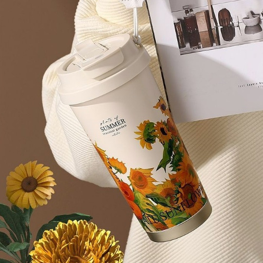 Quà 8/3 Cốc giữ nhiệt inox 316 dung tích 530ml Seasonal garden Bính nước cầm tay họa tiết hoa