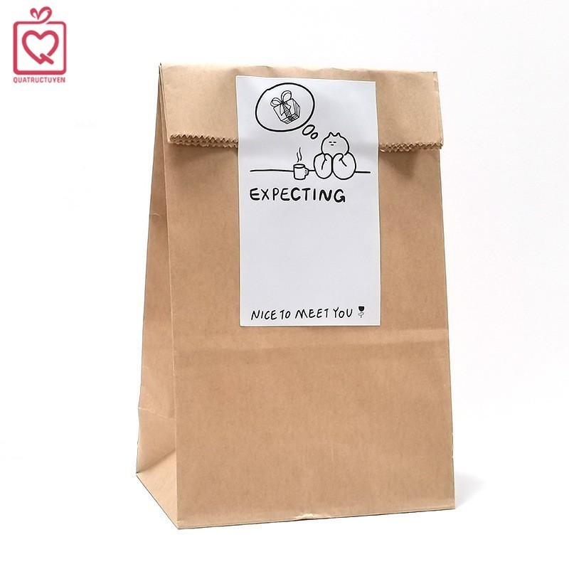50 tem 6x10cm Nice to meet sticker đen trắng TE42 đề can dán niêm phong hộp túi, trang trí set quà