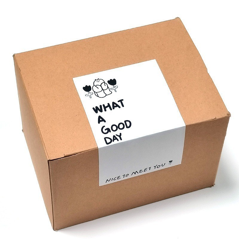 50 tem 6x10cm Nice to meet sticker đen trắng TE42 đề can dán niêm phong hộp túi, trang trí set quà