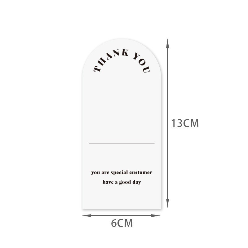 50 tem 13x6cm nền trắng in chữ Thank you TE43 đề can Cảm ơn nghệ thuật dán hộp túi quà, niêm phong