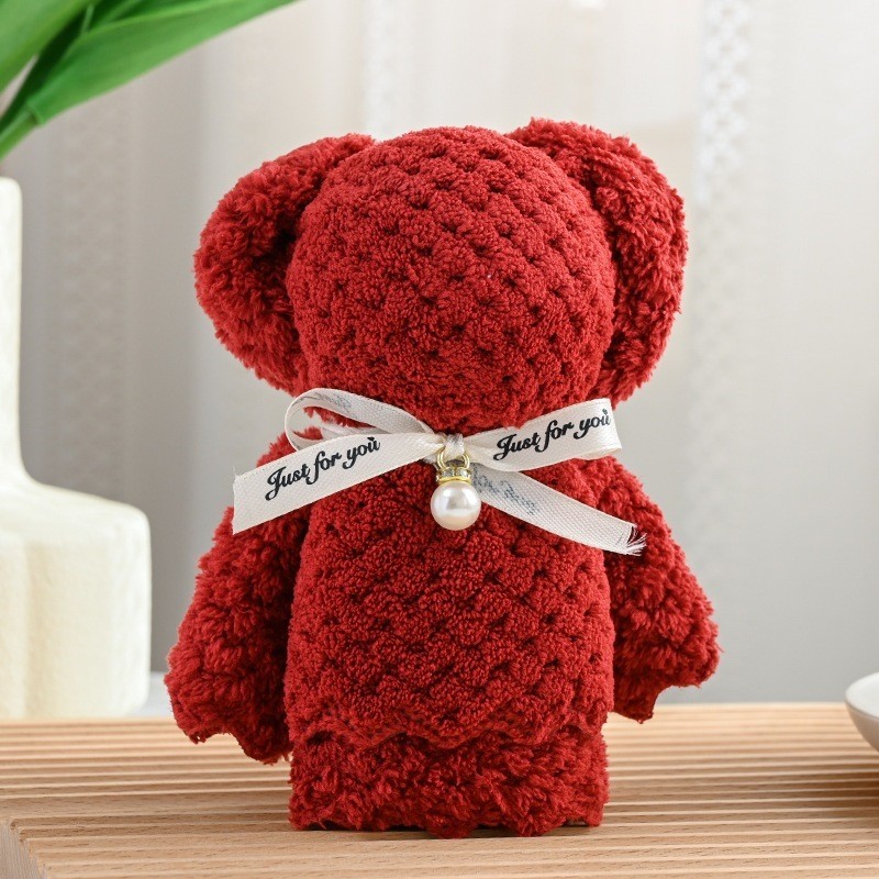 Khăn mặt gấp hình gấu teddy mini dễ thương khăn lông cừu san hô trang trí, quà tặng