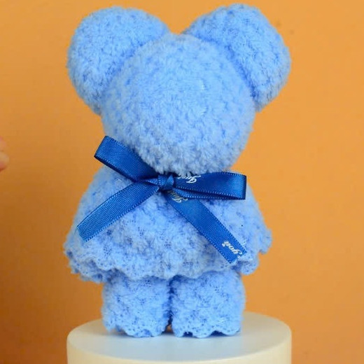 Khăn mặt gấp hình gấu teddy mini dễ thương khăn lông cừu san hô trang trí, quà tặng