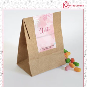 Tập 50 tem decal Hello 5x10cm Sticker dán trang trí, niêm phong hộp túi quà TE58 thông điệp xin chào