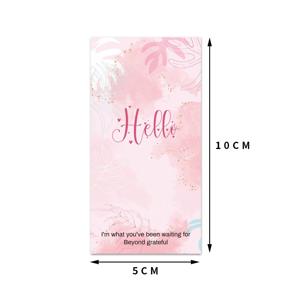 Tập 50 tem decal Hello 5x10cm Sticker dán trang trí, niêm phong hộp túi quà TE58 thông điệp xin chào