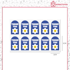 Set 100 sticker hoa Daisy TE68, TE69 tem dán Thankyou nhiều màu trang trí hộp, túi, đóng hàng