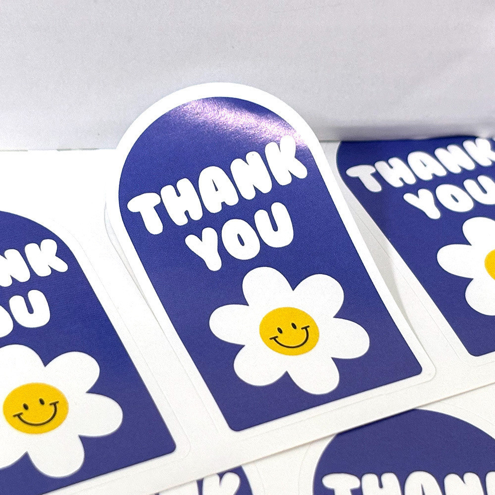 Set 100 sticker hoa Daisy TE68, TE69 tem dán Thankyou nhiều màu trang trí hộp, túi, đóng hàng