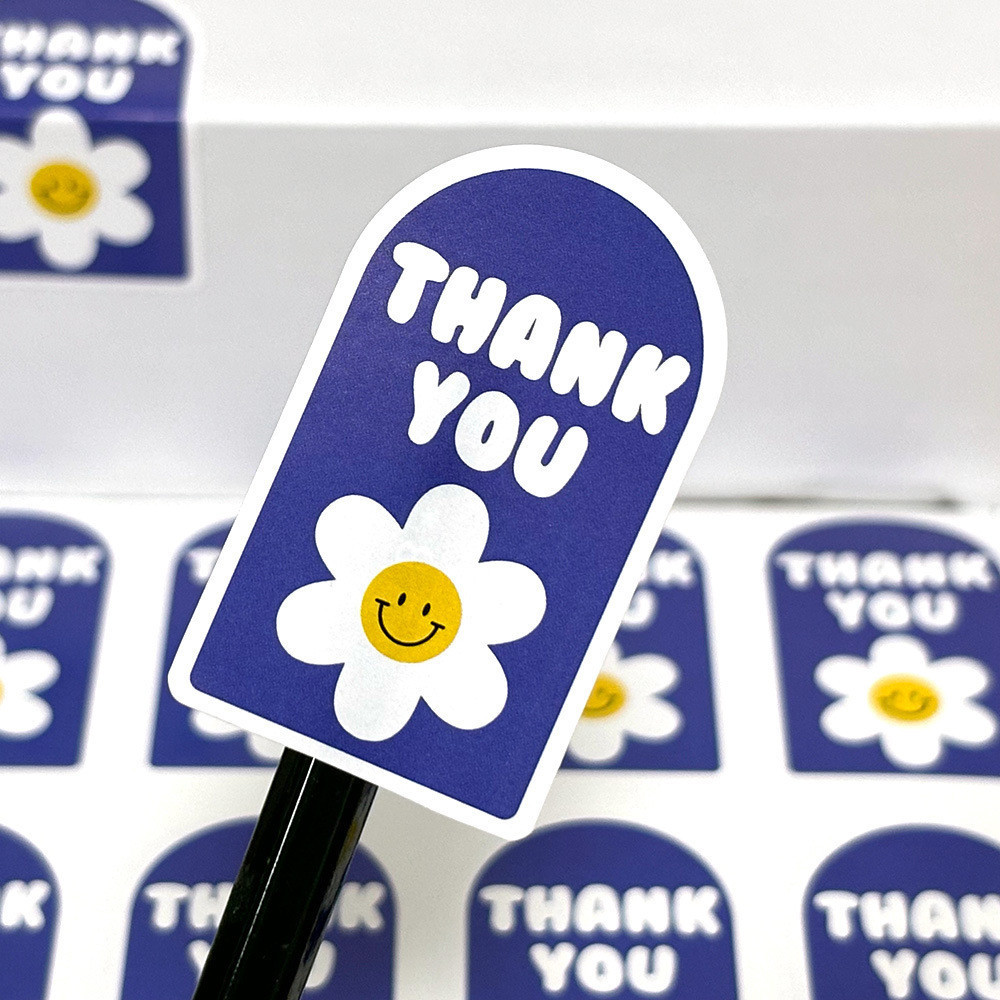 Set 100 sticker hoa Daisy TE68, TE69 tem dán Thankyou nhiều màu trang trí hộp, túi, đóng hàng