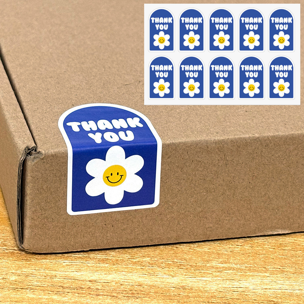 Set 100 sticker hoa Daisy TE68, TE69 tem dán Thankyou nhiều màu trang trí hộp, túi, đóng hàng