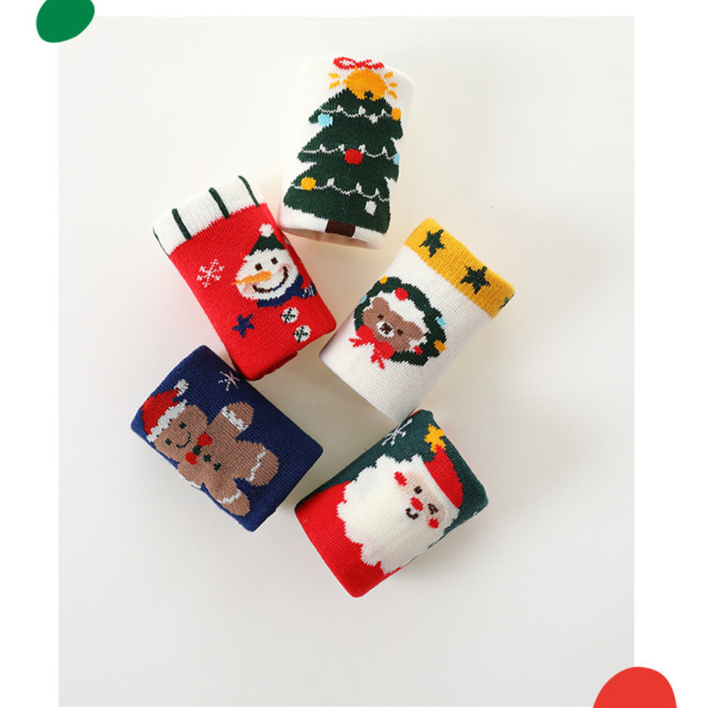 Set 5 đôi tất giáng sinh cho bé 2-5 tuổi Tất len họa tiết noel - Quà Giáng sinh cho bé