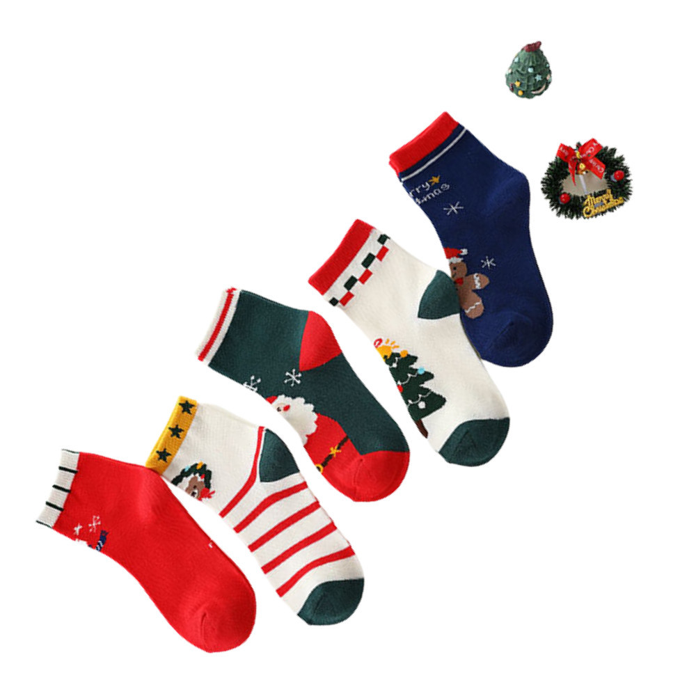 Set 5 đôi tất giáng sinh cho bé 2-5 tuổi Tất len họa tiết noel - Quà Giáng sinh cho bé