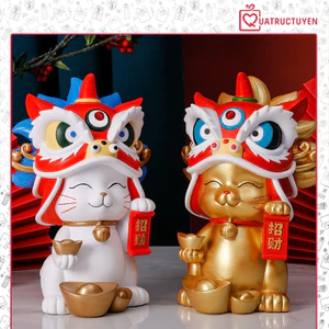 Mèo may mắn - Mèo thần tài đội mũ kỳ lân ( mẫu mới Hotrend )