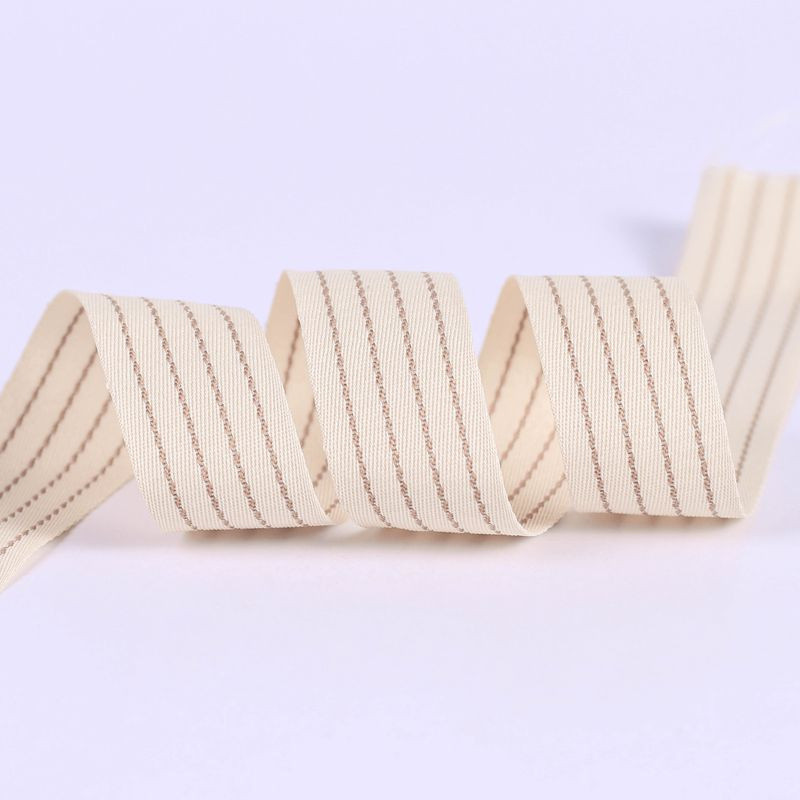 (lẻ 2m) Ruy băng vải cotton lanh sọc phong cách cổ điển họa tiết sọc vintage RB10