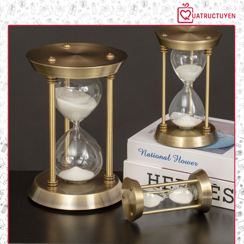 Đồng hồ cát kiểu dáng cổ điển 15 phút size mini 12cm vintage, decor trang trí nhà cửa