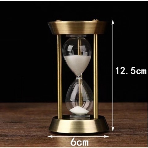Đồng hồ cát kiểu dáng cổ điển 15 phút size mini 12cm vintage, decor trang trí nhà cửa