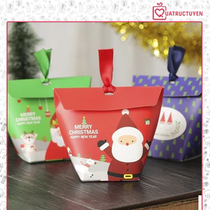 Hộp quà mini gấp miệng hoạ tiết Giáng sinh H32 hộp Noel giấy đựng kẹo, quà tặng, trang trí cây thông
