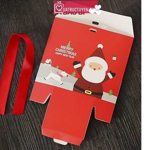 Hộp quà mini gấp miệng hoạ tiết Giáng sinh H32 hộp Noel giấy đựng kẹo, quà tặng, trang trí cây thông