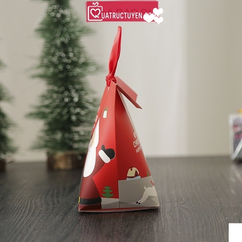 Hộp quà mini gấp miệng hoạ tiết Giáng sinh H32 hộp Noel giấy đựng kẹo, quà tặng, trang trí cây thông