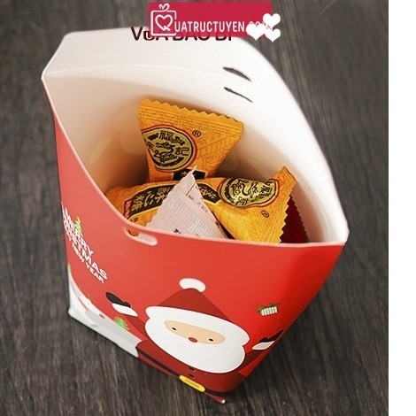 Hộp quà mini gấp miệng hoạ tiết Giáng sinh H32 hộp Noel giấy đựng kẹo, quà tặng, trang trí cây thông