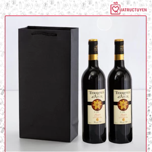 Túi giấy dáng cao đựng chai rượu dày dặn 11x9x35cm 2 màu nâu đen TU25 túi quà tặng vintage