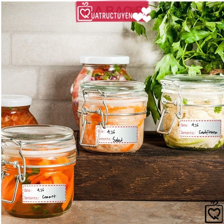 Cuộn 120 tem nhãn dán hộp thực phẩm TE09 decal đánh dấu tên hộp đựng bao bì tiện lợi