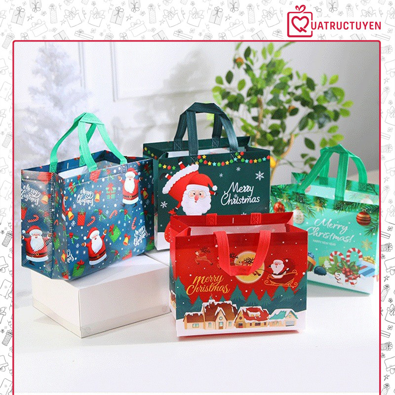 Túi giáng sinh vải không dệt TU39 32*25*17cm Túi quà Noel bằng vảichống thấm nước