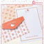 Set phong bì +giấy viết thư TH33 in hình mèo hồng hoạt hình KT, Bông hoa dễ thương bưu thiếp tặng quà