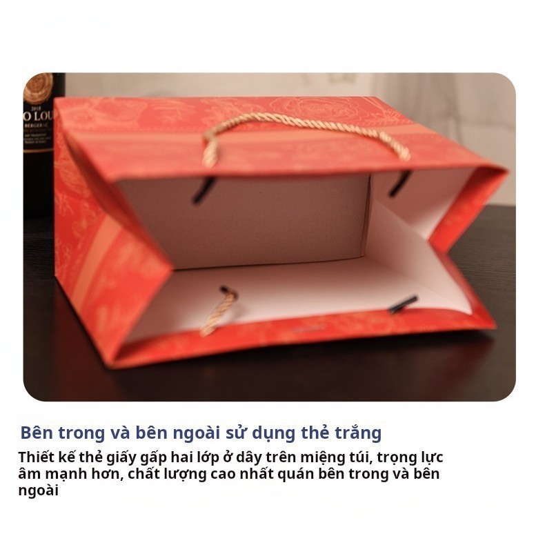 Combo 10 Túi giấy họa đỏ in hình hoa kẻ sọc sắc nét Tu44 sang trọng Túi đựng quà   dày dặn kèm nơ