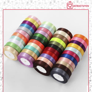 Cuộn ruy băng satin màu trơn cuộn nơ màu trơn vải lụa trang trí gói quà, hoa bản 2cm dài 23m RB04