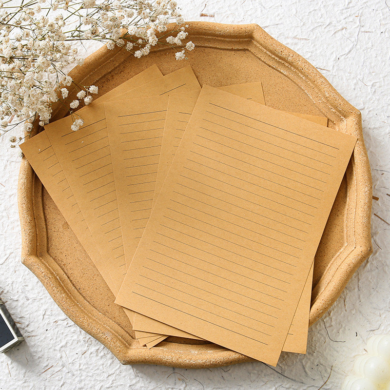 [Combo 2]Tập 8 tờ giấy A5 giấy kẻ ngang màu nâu cổ điển viết thư kraft TH26