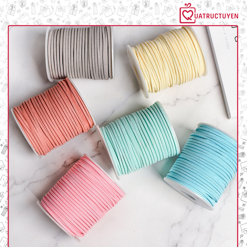 [Nguyên cuộn] dây ruy băng vải da làm nơ thắt hộp quà tặng, thiệp handmade - Nơ vải da lộn RB14