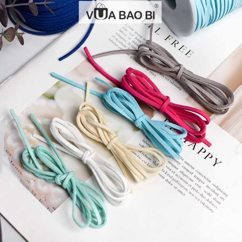 [Nguyên cuộn] dây ruy băng vải da làm nơ thắt hộp quà tặng, thiệp handmade - Nơ vải da lộn RB14