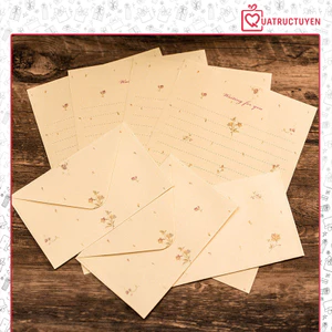 Phong bì/ giấy bưu thiếp kiểu bông hoa vintage viết thư, bưu thiếp phong cách cổ điển TE52 53